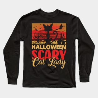 Scary cat lady Long Sleeve T-Shirt